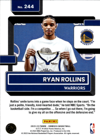 Ryan Rollins - Panini Donruss Rated Rookie 2022-23, Nr. 244 – Rookie Card