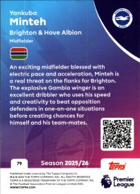 Yankuba Minteh - Topps Match Attax Premier League Base Set 2025-26, Nr. 79