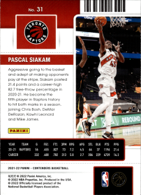 Pascal Siakam - Panini Contenders Season Ticket 2021-22, Nr. 31