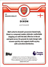 Jaden Dixon - Topps Flagship Premier League Base Set 2026-27, Nr. 23 – Rookie Card