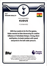 Mohammed Kudus - Topps Flagship Premier League Base Set 2026-27, Nr. 257