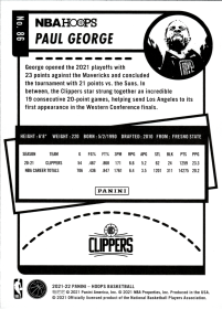 Paul George - Panini Hoops Base Set 2021-22, Nr. 86
