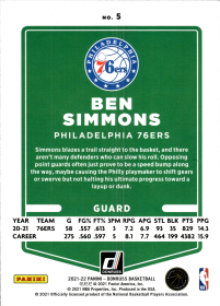 Ben Simmons - Panini Donruss Base Set 2021-22, Nr. 5