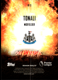 Sandro Tonali - Topps Flagship Premier League On Fire 2026-27, Nr. OF 3 – Insert