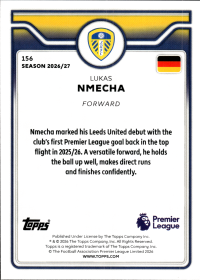 Lukas Nmecha - Topps Flagship Premier League Base Set 2026-27, Nr. 156
