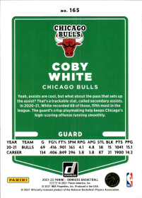 Coby White - Panini Donruss Base Set 2021-22, Nr. 165