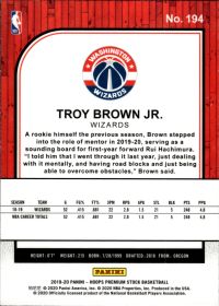 Troy Brown Jr. - Panini Hoops Premium Stock Base Set 2019-20, Nr. 194