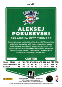 Aleksej Pokusevski - Panini Donruss Base Set 2021-22, Nr. 42