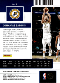 Domantas Sabonis - Panini Contenders Game Ticket 2021-22, Nr. 2