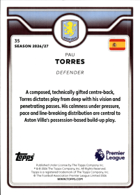 Pau Torres - Topps Flagship Premier League Base Set 2026-27, Nr. 35