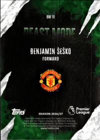 Benjamin Šeško - Topps Flagship Premier League Beast Mode 2026-27, Nr. BM 19 – Insert