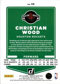 Christian Wood - Panini Donruss Base Set 2021-22, Nr. 69 – Holo Green Laser