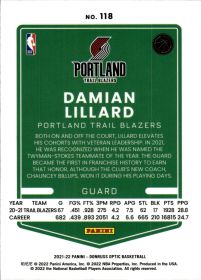 Damian Lillard - Panini Donruss Optic Base Set 2021-22, Nr. 118