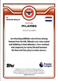 Antoni Milambo - Topps Flagship Premier League Base Set 2026-27, Nr. 67