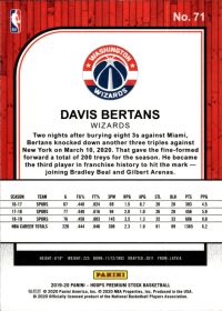 Davis Bertans - Panini Hoops Premium Stock Base Set 2019-20, Nr. 71