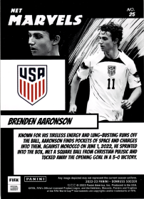 Brenden Aaronson - Panini Donruss Net Marvels 2022-23, Nr. 25 – Insert