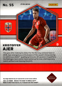 Kristoffer Ajer - Panini Mosaic FIFA Road to World Cup Base Set 2021-22, Nr. 55 – Rookie Card, Mosaic