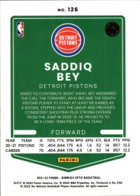Saddiq Bey - Panini Donruss Optic Base Set 2021-22, Nr. 126