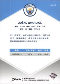Joško Gvardiol - DAKA Manchester City Set Holocene 2023-24, Nr. NO-22