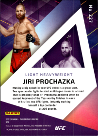 Jiri Prochazka - Panini Chronicles UFC Recon 2022, Nr. 227