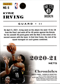 Kyrie Irving - Panini Chronicles Base Set 2020-21, Nr. 6