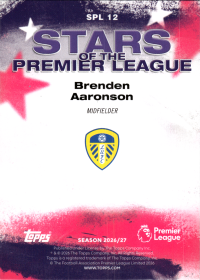 Brenden Aaronson - Topps Flagship Premier League Stars of the Premier League 2026-27, Nr. SPL 12 – Insert