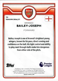 Brando Bailey-Joseph - Topps Flagship Premier League Base Set 2026-27, Nr. 34 – Rookie Card