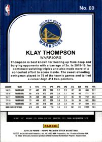 Klay Thompson - Panini Hoops Premium Stock Base Set 2019-20, Nr. 60