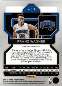 Franz Wagner - Panini Prizm Base Set 2021-22, Nr. 310 – Rookie Card