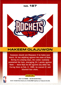 Hakeem Olajuwon - Panini Recon Base Set 2021-22, Nr. 187