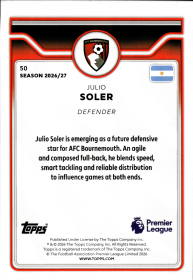 Julio Soler - Topps Flagship Premier League Base Set 2026-27, Nr. 50