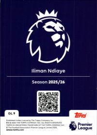 Iliman Ndiaye - Topps Flagship Premier League Gold Lion 2025-26, Nr. GL 9 – Insert