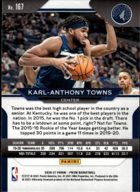 Karl-Anthony Towns - Panini Prizm Base Set 2020-21, Nr. 167