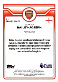 Brando Bailey-Joseph - Topps Flagship Premier League Base Set 2026-27, Nr. 34 – Rookie Card