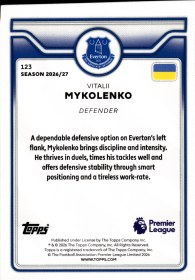 Vitalii Mykolenko - Topps Flagship Premier League Base Set 2026-27, Nr. 123