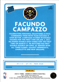 Facundo Campazzo - Panini Chronicles Donruss 2020-21, Nr. 196 – Bronze