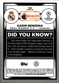 Karim Benzema - Topps Merlin Chrome UEFA Club Competitions Base Set 2022-23, Nr. 120 – Refractor