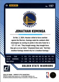 Jonathan Kuminga - Panini Donruss Optic Base Set 2024-25, Nr. 197