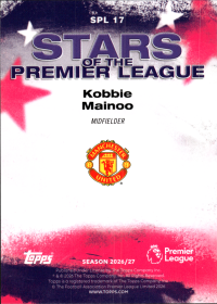 Kobbie Mainoo - Topps Flagship Premier League Stars of the Premier League 2026-27, Nr. SPL 17 – Insert