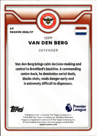 Sepp van den Berg - Topps Flagship Premier League Base Set 2026-27, Nr. 64