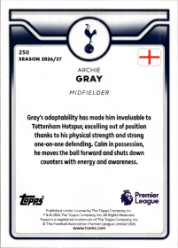 Archie Gray - Topps Flagship Premier League Base Set 2026-27, Nr. 250