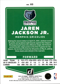 Jaren Jackson Jr. - Panini Donruss Base Set 2021-22, Nr. 85