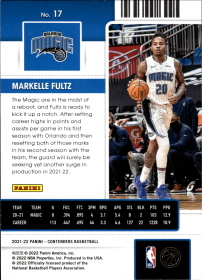 Markelle Fultz - Panini Contenders Season Ticket 2021-22, Nr. 17
