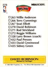 David Robinson - NBA Hoops Team Checklist 1990-91, Nr. 378