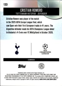 Cristian Romero - Topps Finest UEFA Club Competitions Base Set 2025-26, Nr. 133