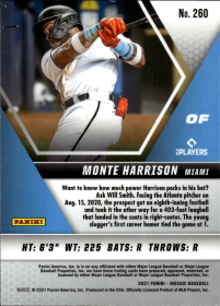 Monte Harrison - Panini Mosaic Base Set 2021, Nr. 260 – Rookie Card