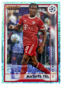 Mathys Tel - Topps Merlin Chrome UEFA Club Competitions Base Set 2022-23, Nr. 58 – Nummeriert, Aqua Speckle Refractor
