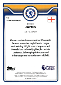 Reece James - Topps Flagship Premier League Base Set 2026-27, Nr. 92