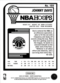 Johnny Davis - Panini Hoops Base Set 2023-24, Nr. 169
