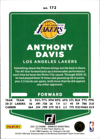 Anthony Davis - Panini Donruss Base Set 2021-22, Nr. 172